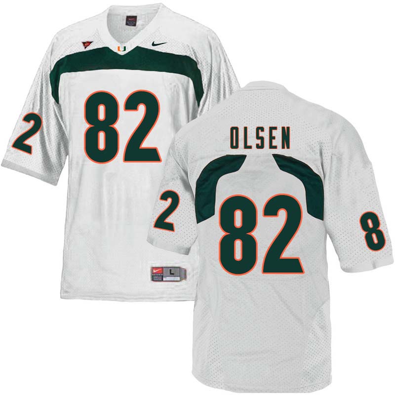 Nike Miami Hurricanes #82 Greg Olsen College Football Jerseys Sale-White